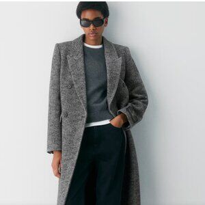 NWT Aritzia Babaton The Constant Coat -- Herringbone Black/White 2XS